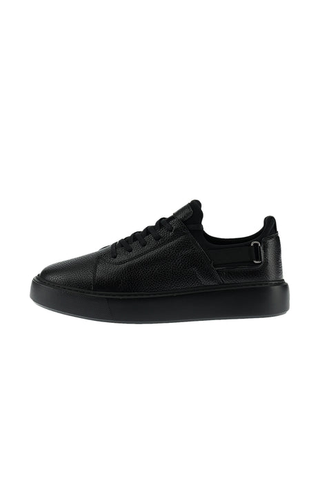 Black Leather Sneaker Shoes