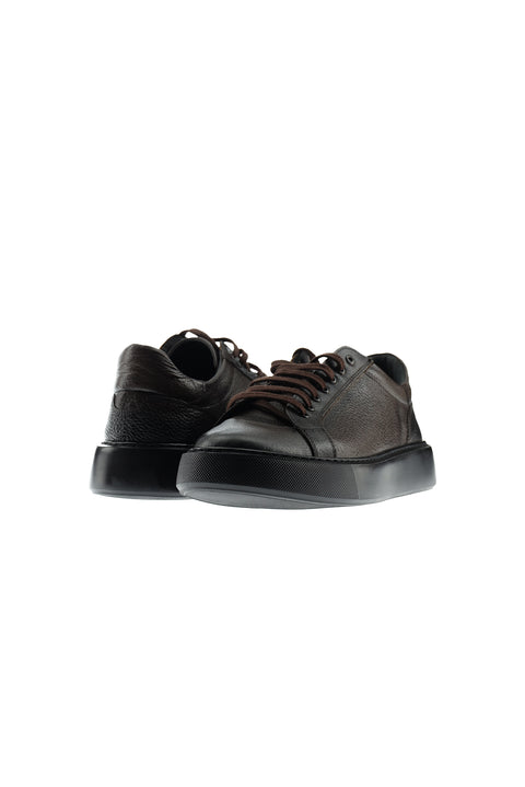 Dark Brown Leather Sneaker Shoes