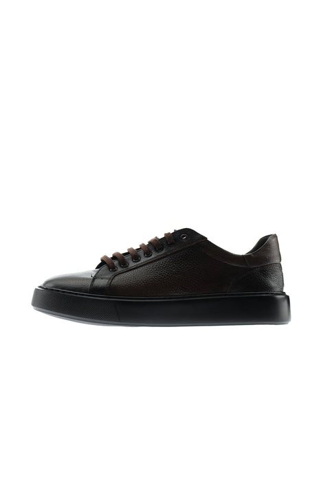 Dark Brown Leather Sneaker Shoes