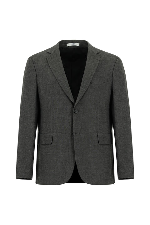 Medium Gray 4-Drop Relaxed Fit Classic Patterned Jacket