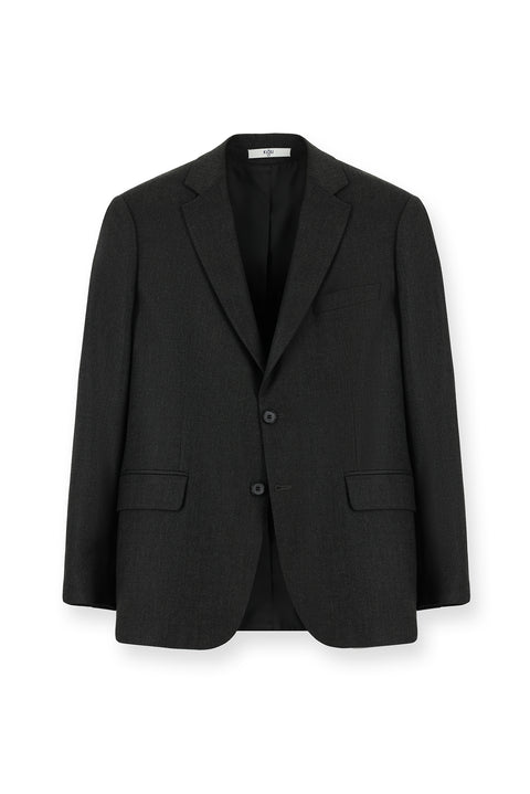 Dark Gray 4-Drop Relaxed Fit Classic Patterned Jacket