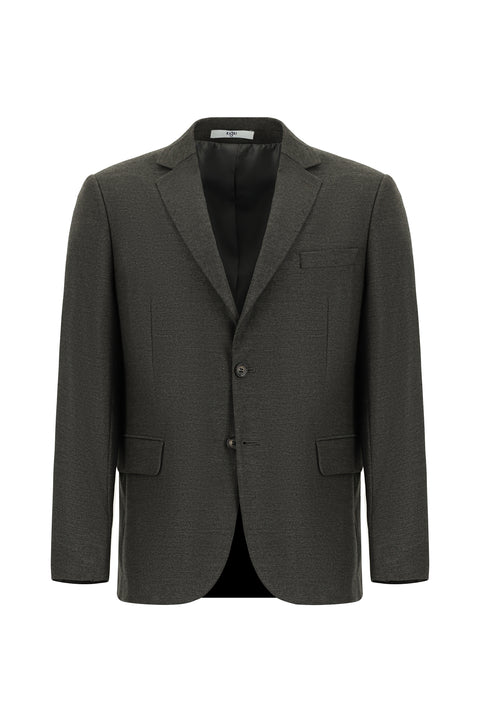 Dark Brown 4-Drop Relaxed Fit Classic Patterned Jacket
