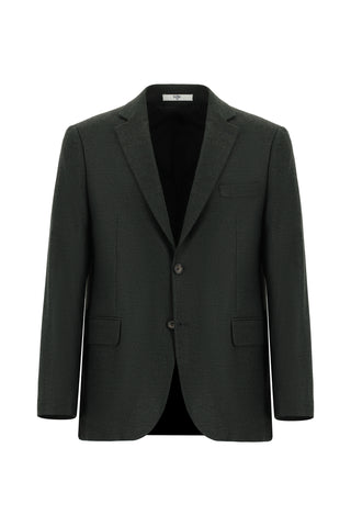  Koyu Haki 4 Drop Relaxed Fit Rahat Kesim Klasik Desenli Ceket