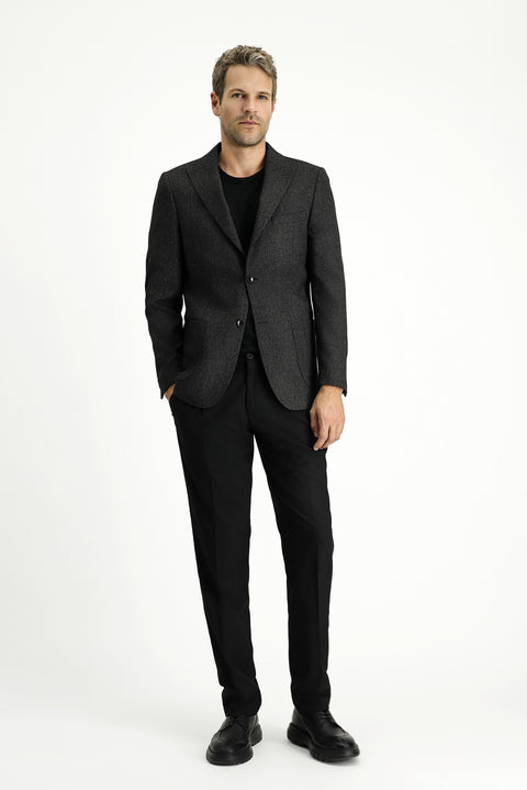 Black 6 Drop Regular Fit Standard Cut Patterned Lycra Sport Jacket