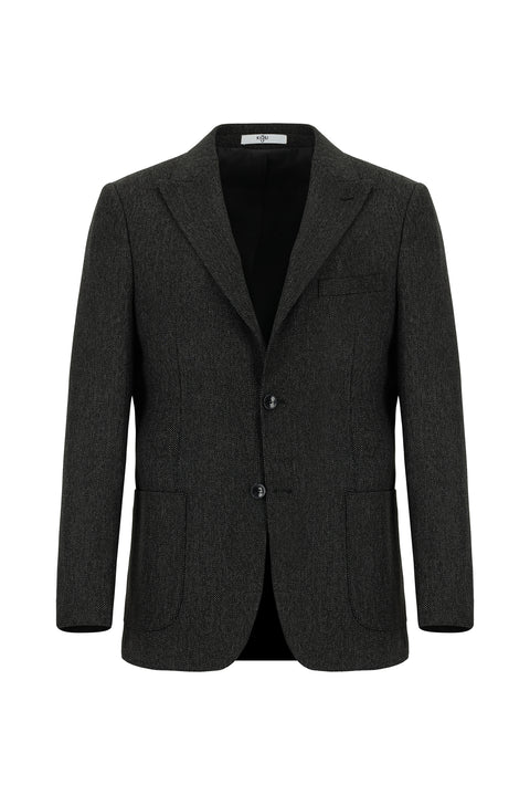 Black 6 Drop Regular Fit Standard Cut Patterned Lycra Sport Jacket
