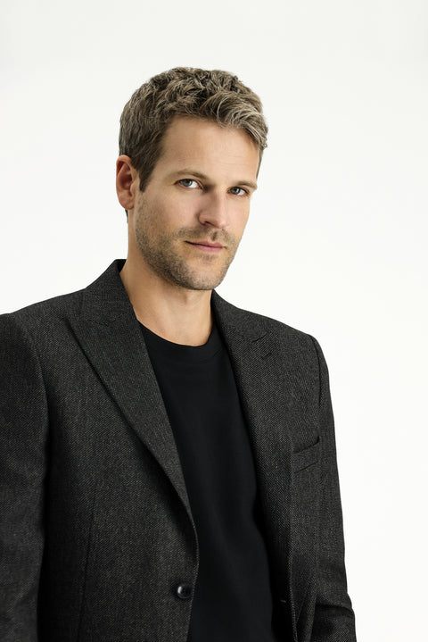 Black 6 Drop Regular Fit Standard Cut Patterned Lycra Sport Jacket