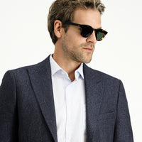 Dark Navy 6 Drop Regular Fit Standard Cut Patterned Lycra Sport Jacket