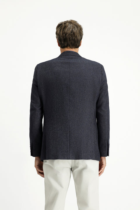 Dark Navy 6 Drop Regular Fit Standard Cut Patterned Lycra Sport Jacket