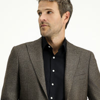 Dark Brown 6 Drop Regular Fit Standard Cut Patterned Lycra Sport Jacket