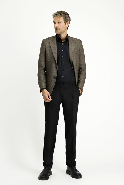Dark Brown 6 Drop Regular Fit Standard Cut Patterned Lycra Sport Jacket