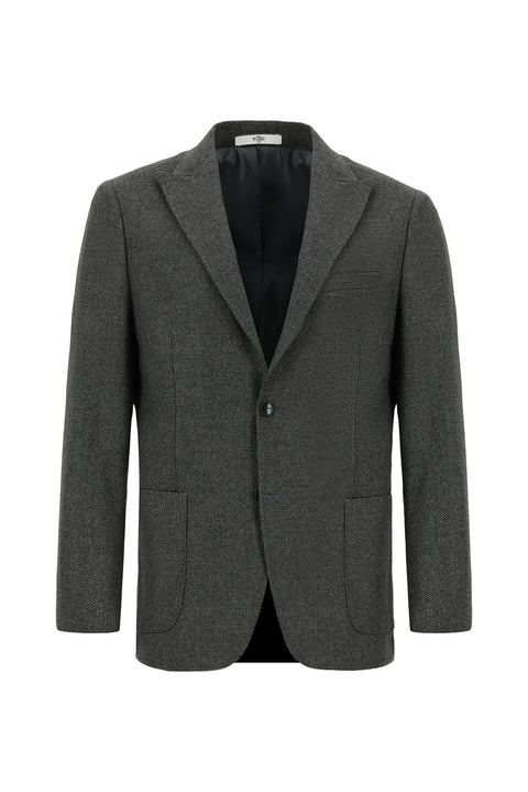 Medium Anthracite 6 Drop Regular Fit Standard Cut Patterned Lycra Sport Jacket