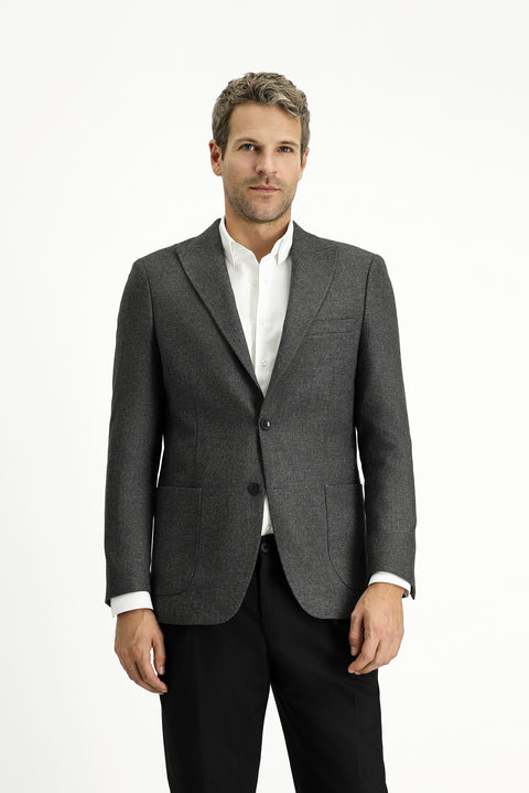 Medium Anthracite 6 Drop Regular Fit Standard Cut Patterned Lycra Sport Jacket