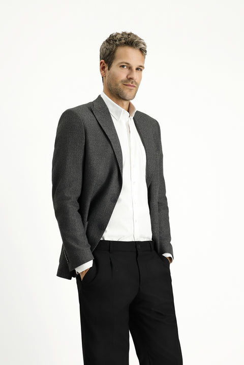 Medium Anthracite 6 Drop Regular Fit Standard Cut Patterned Lycra Sport Jacket