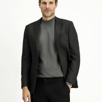 Black 7 Drop Super Slim Fit Extra Narrow Cut Patterned Sport Jacket
