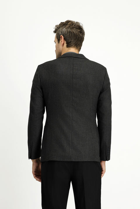 Black 7 Drop Super Slim Fit Extra Narrow Cut Patterned Sport Jacket