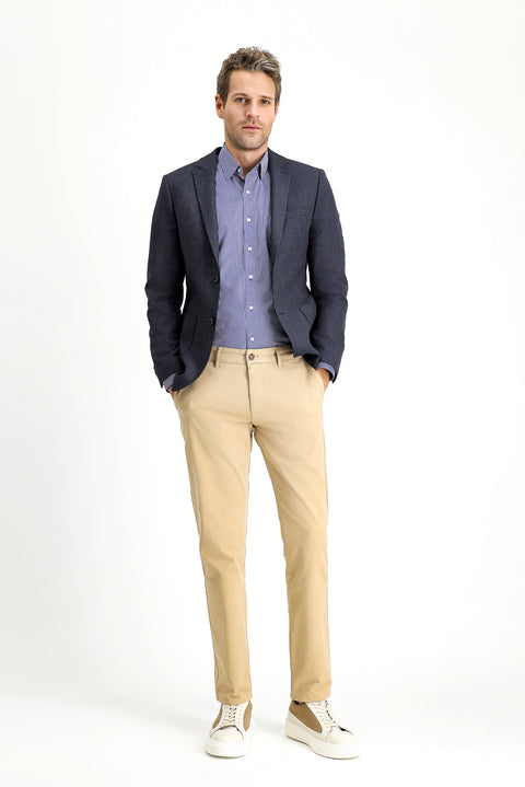 Dark Navy 7 Drop Super Slim Fit Extra Narrow Cut Patterned Sport Jacket