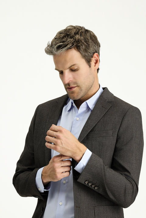 Dark Brown 7 Drop Super Slim Fit Extra Narrow Cut Patterned Sport Jacket