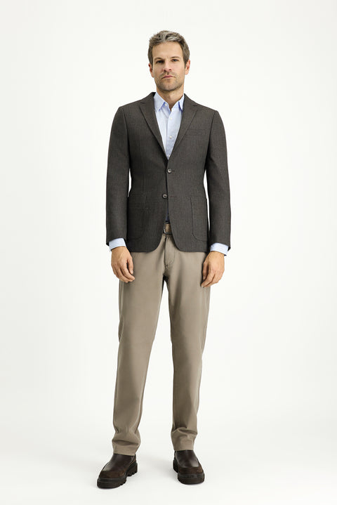 Dark Brown 7 Drop Super Slim Fit Extra Narrow Cut Patterned Sport Jacket