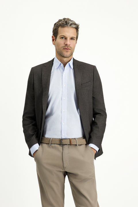 Dark Brown 7 Drop Super Slim Fit Extra Narrow Cut Patterned Sport Jacket