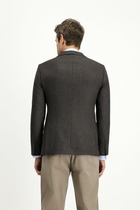 Dark Brown 7 Drop Super Slim Fit Extra Narrow Cut Patterned Sport Jacket