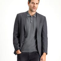 Medium Anthracite 7 Drop Super Slim Fit Extra Narrow Cut Patterned Sport Jacket