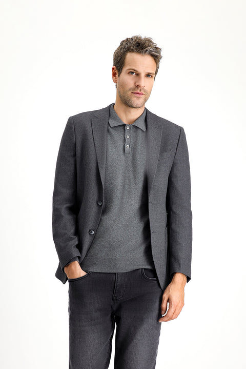 Medium Anthracite 7 Drop Super Slim Fit Extra Narrow Cut Patterned Sport Jacket