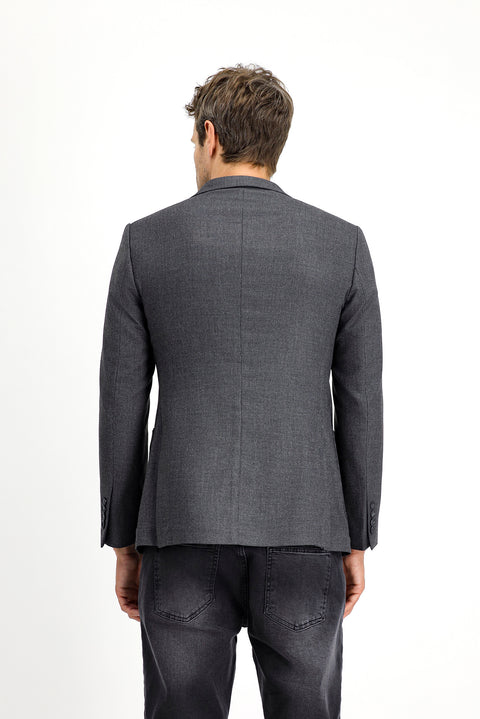 Medium Anthracite 7 Drop Super Slim Fit Extra Narrow Cut Patterned Sport Jacket