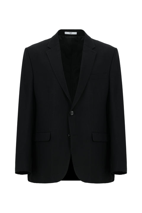 Black 4-Drop Relaxed Fit Classic Patterned Jacket