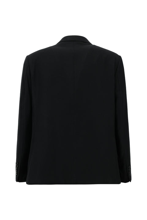 Black 4-Drop Relaxed Fit Classic Patterned Jacket