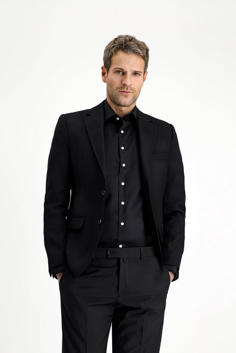 Black 7 Drop Slim Fit Patterned Classic Jacket