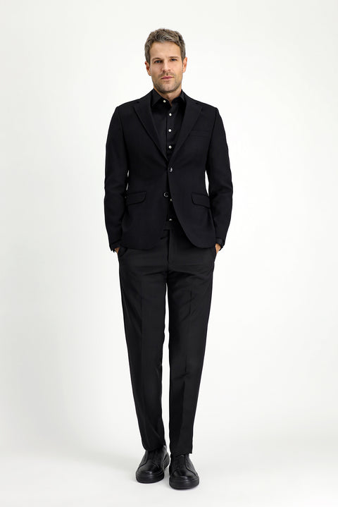 Black 7 Drop Slim Fit Patterned Classic Jacket