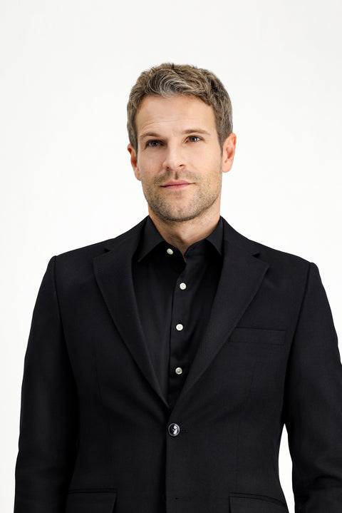 Black 7 Drop Slim Fit Patterned Classic Jacket