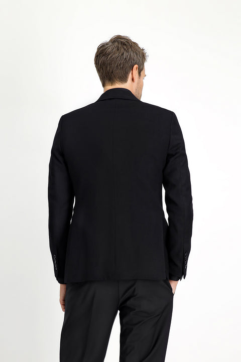 Black 7 Drop Slim Fit Patterned Classic Jacket