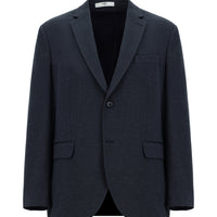 Dark Navy 4 Drop Relaxed Fit Classic Patterned Knit Jacket