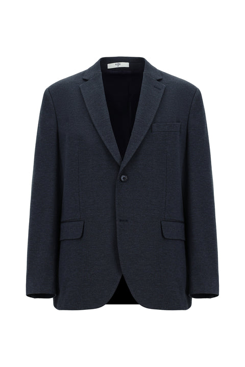 Dark Navy 4 Drop Relaxed Fit Classic Patterned Knit Jacket