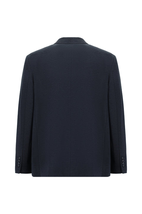 Dark Navy 4 Drop Relaxed Fit Classic Patterned Knit Jacket