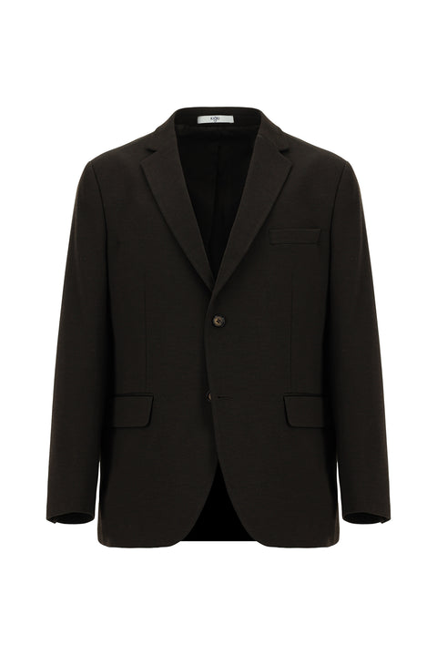 Dark Brown 4-Drop Relaxed Fit Classic Patterned Knit Jacket