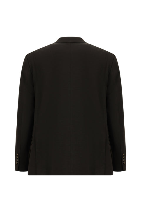 Dark Brown 4-Drop Relaxed Fit Classic Patterned Knit Jacket