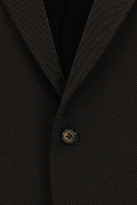 Dark Brown 4-Drop Relaxed Fit Classic Patterned Knit Jacket