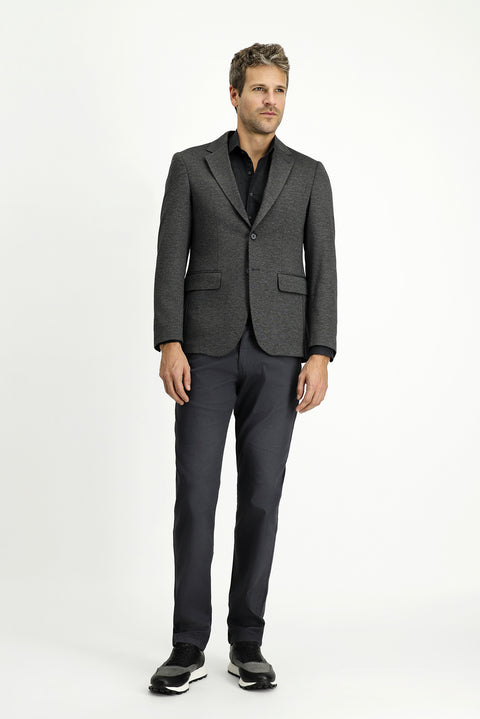 Dark Gray 7 Drop Slim Fit Classic Patterned Knit Jacket