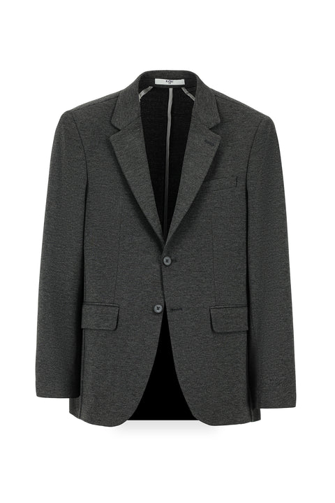 Dark Gray 6 Drop Regular Fit Classic Patterned Knit Jacket