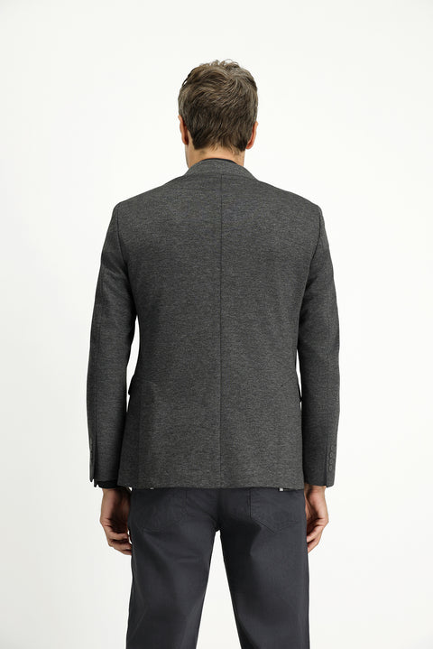 Dark Gray 6 Drop Regular Fit Classic Patterned Knit Jacket