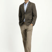 Light Brown 6 Drop Regular Fit Classic Patterned Knit Jacket