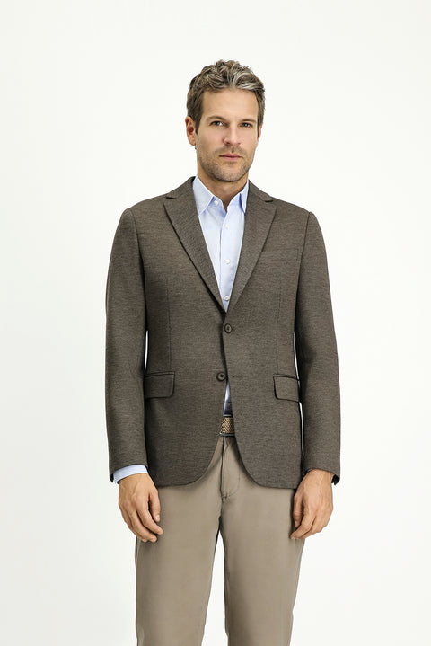 Light Brown 6 Drop Regular Fit Classic Patterned Knit Jacket