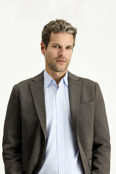 Light Brown 6 Drop Regular Fit Classic Patterned Knit Jacket