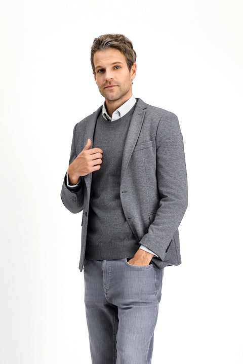 Koyu Antrasit 7 Drop Slim Fit Dar Kesim Klasik Desenli Örme Ceket