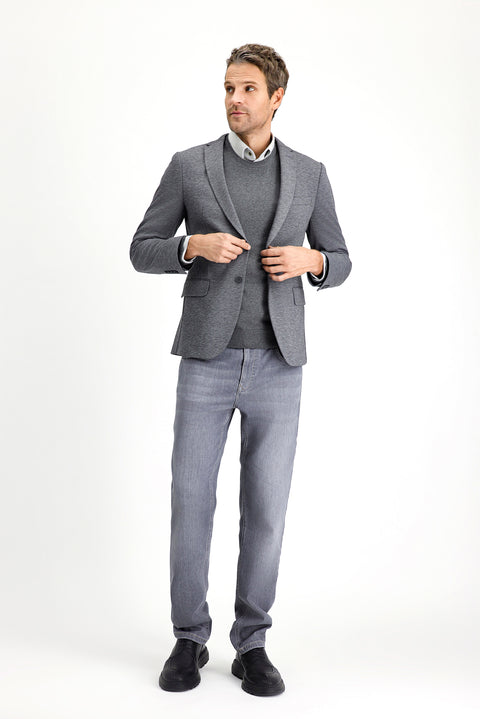 Dark Anthracite 6 Drop Regular Fit Classic Patterned Knit Jacket