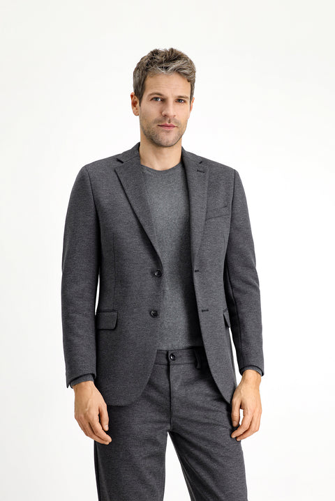 Medium Anthracite 6 Drop Regular Fit Classic Patterned Knit Jacket