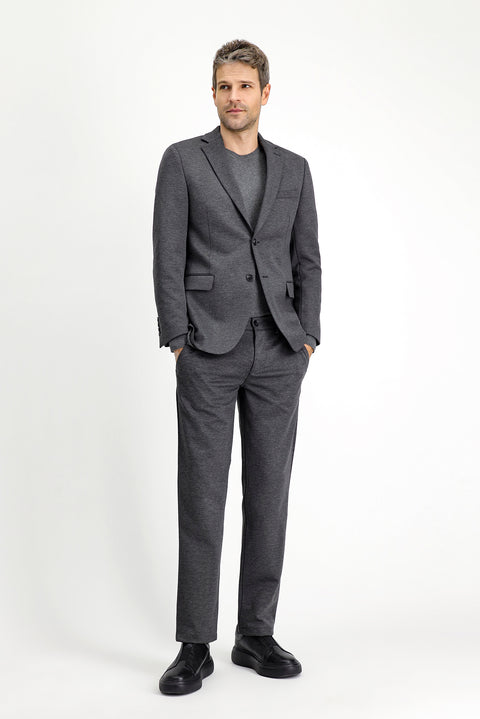 Medium Anthracite 6 Drop Regular Fit Classic Patterned Knit Jacket