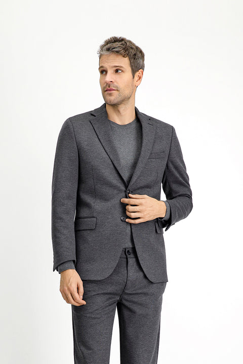 Medium Anthracite 6 Drop Regular Fit Classic Patterned Knit Jacket